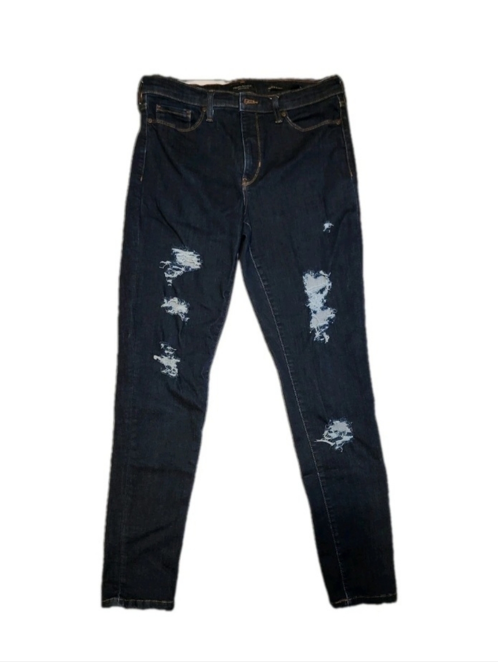 Banana Republic Dark Indigo Ripped Skinny Jeans. Mid-Rise. Size 30L.